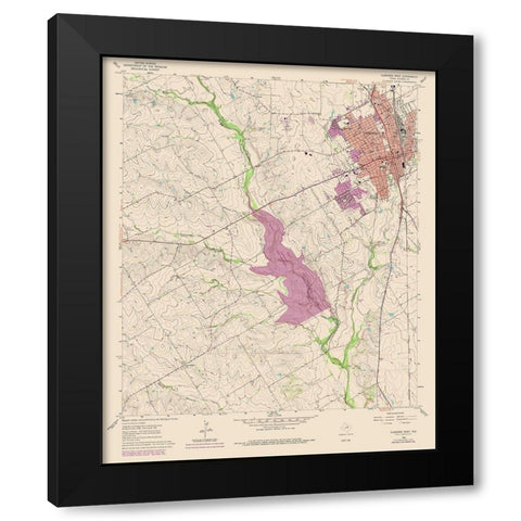 Cleburne West Texas Quad - USGS 1978 Black Modern Wood Framed Art Print by USGS