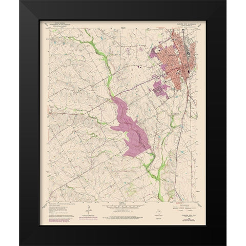 Cleburne West Texas Quad - USGS 1978 Black Modern Wood Framed Art Print by USGS