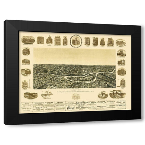 Dallas Texas - Giraud 1892 Black Modern Wood Framed Art Print by Giraud