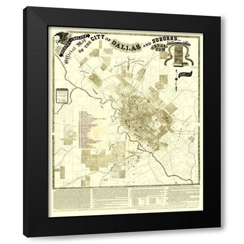 Dallas, Suburbs Texas Landowner - Murphy 1891 Black Modern Wood Framed Art Print by Murphy