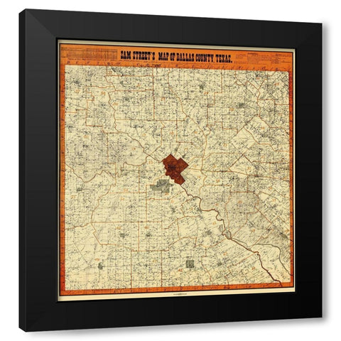 Dallas Texas Landowner - Street 1902 Black Modern Wood Framed Art Print with Double Matting by Street