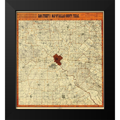 Dallas Texas Landowner - Street 1902 Black Modern Wood Framed Art Print by Street
