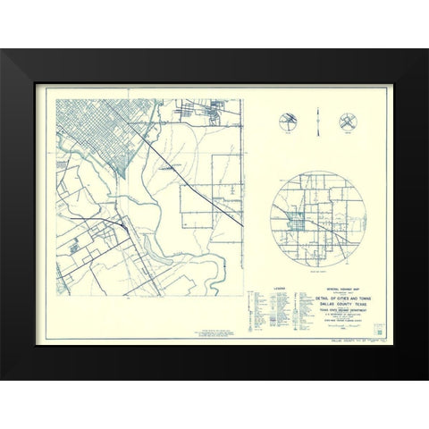 Dallas Texas Cities 4 of 4 - Highway Dept 1936 Black Modern Wood Framed Art Print by Highway Dept