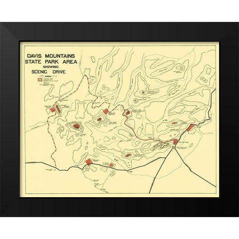 Davis Mountains State Park Texas - Swartz 1935 Black Modern Wood Framed Art Print by Swartz