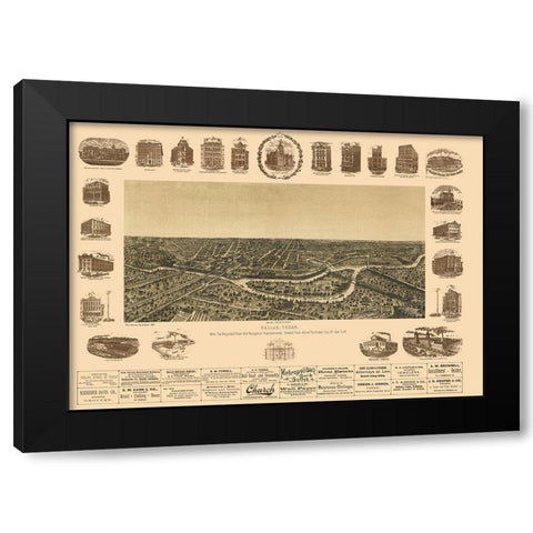 Dallas Texas - Giraud 1892 Black Modern Wood Framed Art Print by Giraud