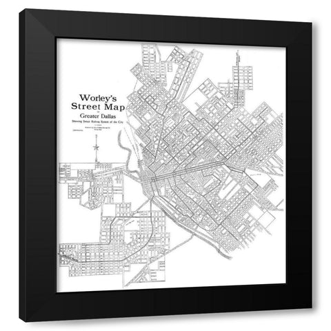 Dallas Texas - Worley 1909 Black Modern Wood Framed Art Print with Double Matting by Worley