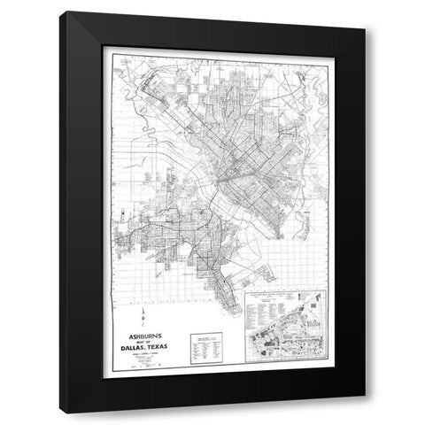 Dallas Texas - Ashburn 1936 Black Modern Wood Framed Art Print with Double Matting by Ashburn
