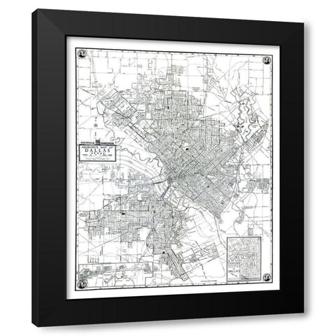 Dallas Texas - Ashburn 1942 Black Modern Wood Framed Art Print by Ashburn