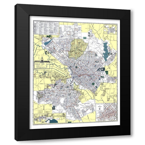 Dallas Texas - Ashburn 1948 Black Modern Wood Framed Art Print with Double Matting by Ashburn