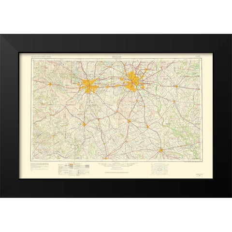 Dallas Texas Quad - USGS 1963 Black Modern Wood Framed Art Print by USGS