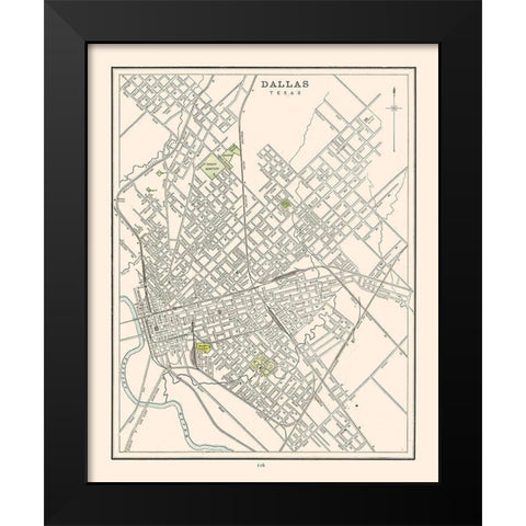 Dallas  Texas - Cram 1892 Black Modern Wood Framed Art Print by Cram