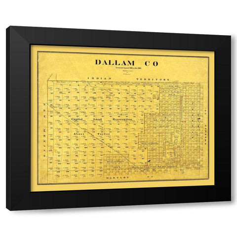 Dallam County Texas - Beaumont 1889 Black Modern Wood Framed Art Print with Double Matting by Beaumont