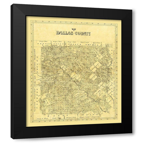 Dallas County Texas Black Modern Wood Framed Art Print by Unknown