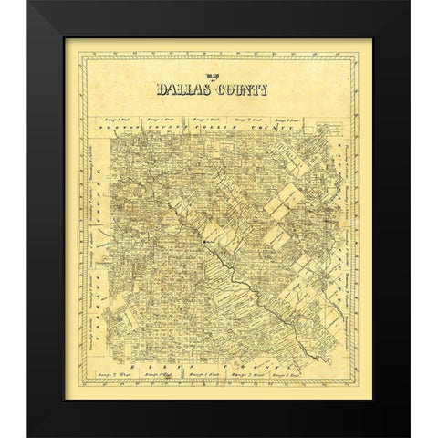 Dallas County Texas Black Modern Wood Framed Art Print by Unknown