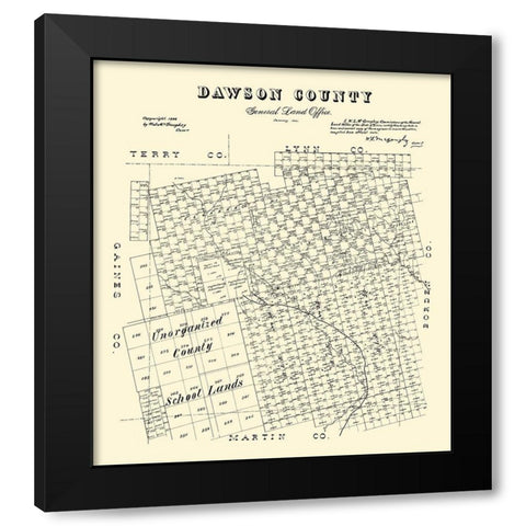 Dawson County Texas - McGaughey 1892 Black Modern Wood Framed Art Print with Double Matting by McGaughey