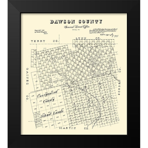 Dawson County Texas - McGaughey 1892 Black Modern Wood Framed Art Print by McGaughey