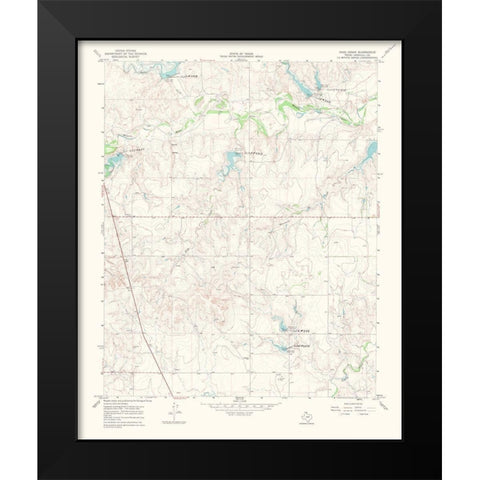 Dads Creek Texas Quad - USGS 1969 Black Modern Wood Framed Art Print by USGS