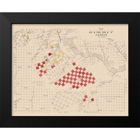 Dimmit County Texas -1897 Black Modern Wood Framed Art Print by Unknown