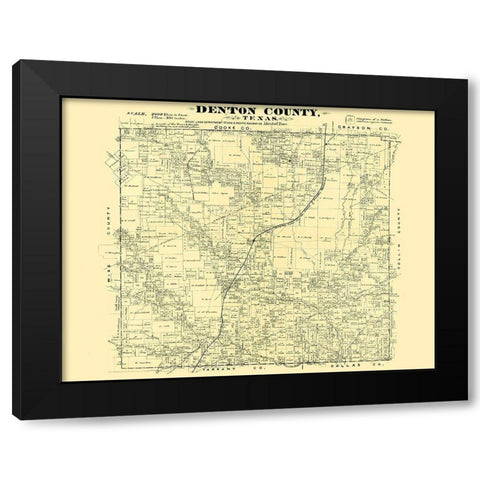 Denton Texas - Land Office 1878 Black Modern Wood Framed Art Print with Double Matting by Land Office
