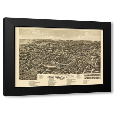 Denison Texas - Wellge 1886 Black Modern Wood Framed Art Print with Double Matting by Wellge