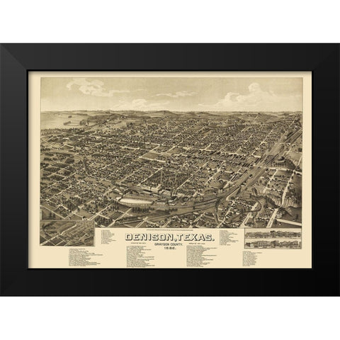 Denison Texas - Wellge 1886 Black Modern Wood Framed Art Print by Wellge