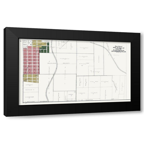 Denison, Shiloh, Devoignes, Cotton Mill Texas Black Modern Wood Framed Art Print by Jackson