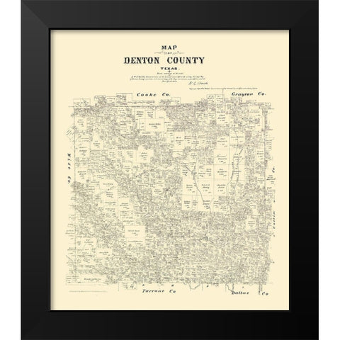 Denton County Texas - Walsh 1879 Black Modern Wood Framed Art Print by Walsh