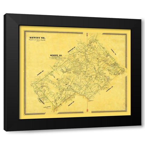 Dewitt County Texas - Arlitt 1870 Black Modern Wood Framed Art Print with Double Matting by Arlitt