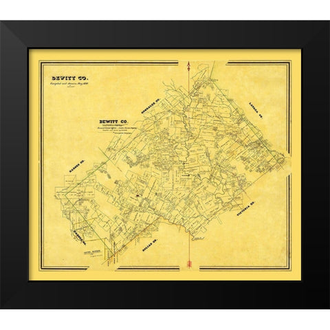 Dewitt County Texas - Arlitt 1870 Black Modern Wood Framed Art Print by Arlitt
