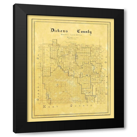 Dickens County Texas - Arlitt 1891 Black Modern Wood Framed Art Print by Arlitt
