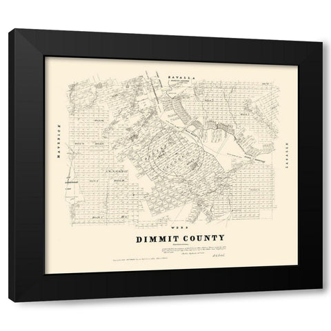Dimmit County Texas - Walsh 1879 Black Modern Wood Framed Art Print with Double Matting by Walsh