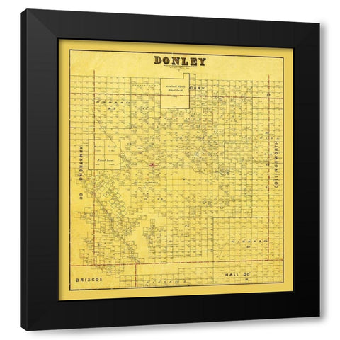 Donley County Texas - 1880 Black Modern Wood Framed Art Print with Double Matting by Unknown