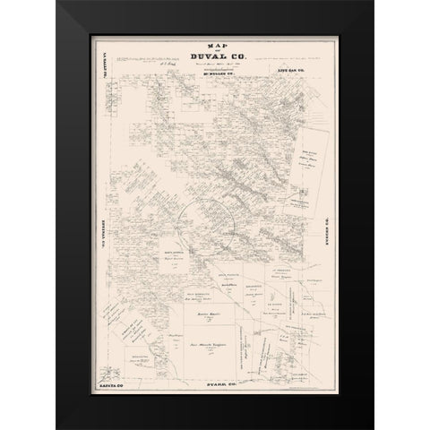 Duval County Texas - Walsh 1880  Black Modern Wood Framed Art Print by Walsh