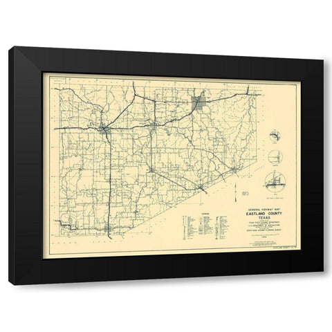 Eastland Texas Highway - Highway Dept 1936 Black Modern Wood Framed Art Print with Double Matting by Highway Dept