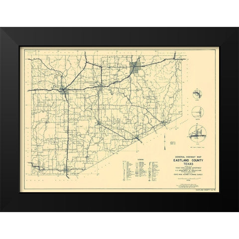 Eastland Texas Highway - Highway Dept 1936 Black Modern Wood Framed Art Print by Highway Dept