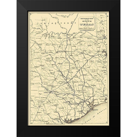 Texas State Railroads - 1873 Black Modern Wood Framed Art Print by Unknown