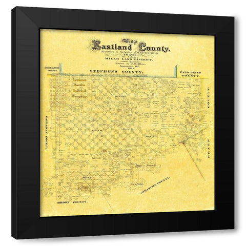 Eastland County Texas - Blan 1875 Black Modern Wood Framed Art Print with Double Matting by Blan