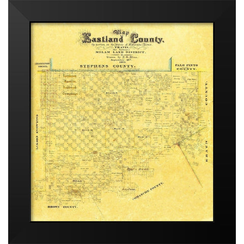 Eastland County Texas - Blan 1875 Black Modern Wood Framed Art Print by Blan