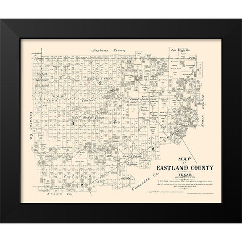 Eastland County Texas - Walsh 1879 Black Modern Wood Framed Art Print by Walsh