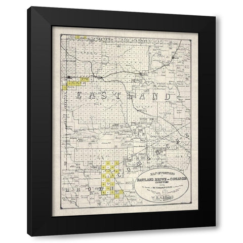 Eastland, Brown, Comanche County Texas -1890 Black Modern Wood Framed Art Print with Double Matting by Unknown