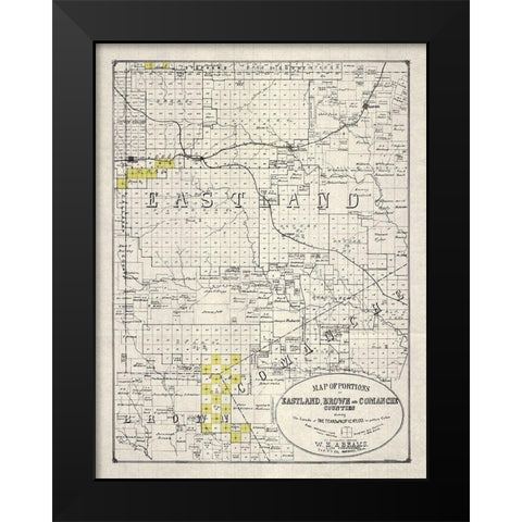 Eastland, Brown, Comanche County Texas -1890 Black Modern Wood Framed Art Print by Unknown