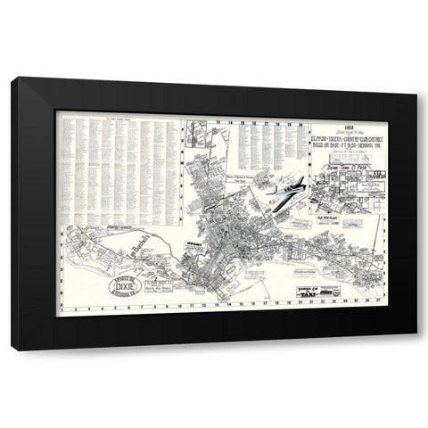 El Paso Texas Street Guide - Newman 1952 Black Modern Wood Framed Art Print with Double Matting by Newman
