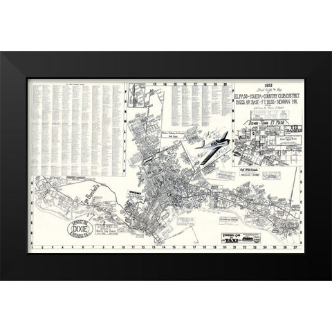 El Paso Texas Street Guide - Newman 1952 Black Modern Wood Framed Art Print by Newman