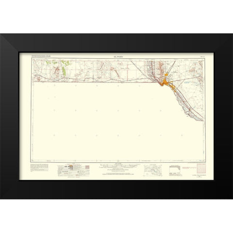 El Paso Texas Quad - USGS 1968 Black Modern Wood Framed Art Print by USGS