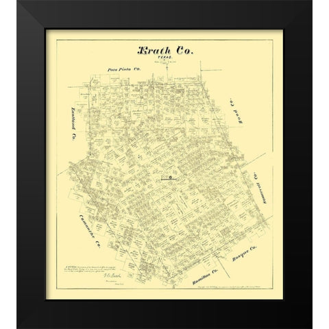 Erath County Texas - Walsh 1879 Black Modern Wood Framed Art Print by Walsh