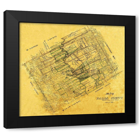 Falls County Texas - Martin 1868 Black Modern Wood Framed Art Print with Double Matting by Martin
