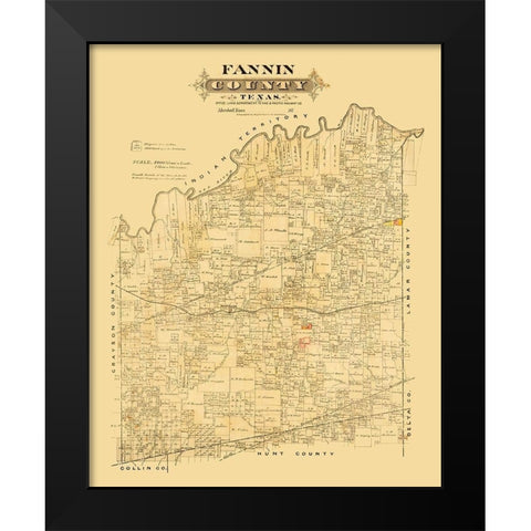 Fannin County Texas - Marshall 1870 Black Modern Wood Framed Art Print by Marshall