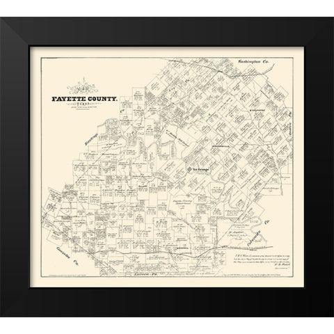 Fayette County Texas - Walsh 1879 Black Modern Wood Framed Art Print by Walsh