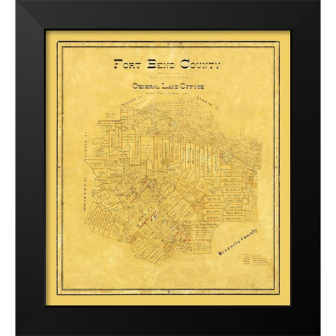 Fort Bend County Texas - 1892 Black Modern Wood Framed Art Print by Unknown