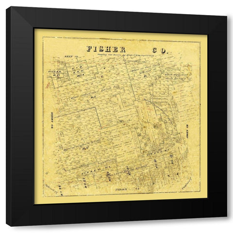 Fisher County Texas - Wise 1879 Black Modern Wood Framed Art Print by Wise
